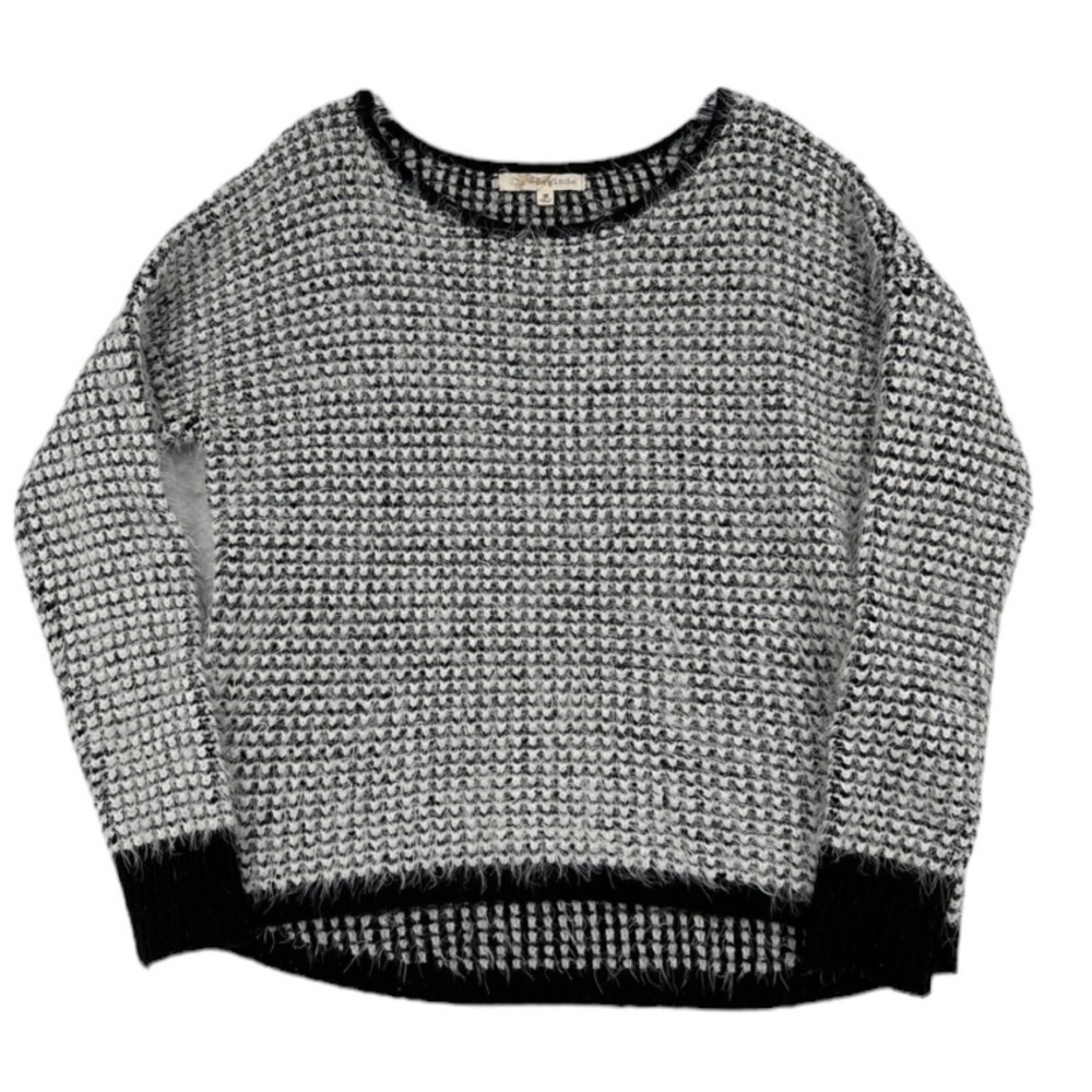 REWIND Black and White Checkered Soft Fuzzy Sweater Women's Size S